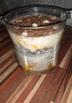 A picture of Coconut Mango Sagoo Pudding.