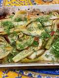 Fenouils marinés grillés aux tomates, pastis et anis vert