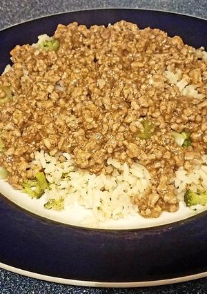 A picture of Baharat Pork and Rice.