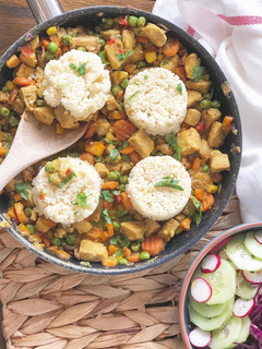 Foto de Caril de frango e legumes com couscous