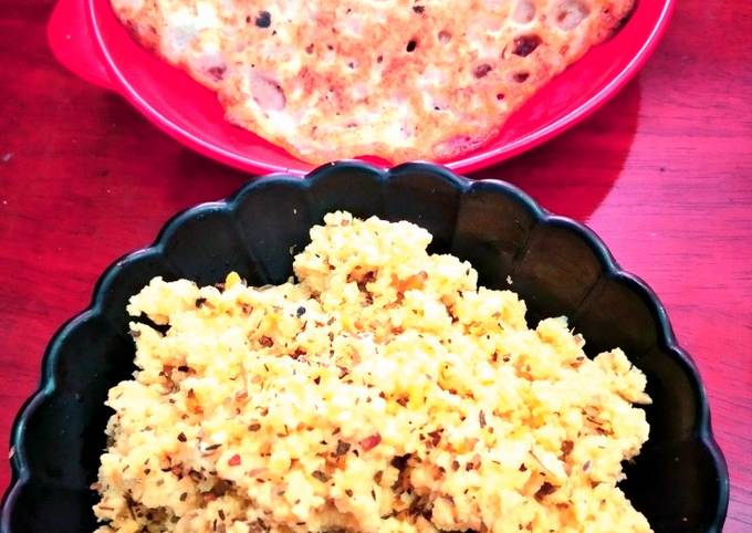 Recipe of Speedy Left over dal scramble Very quick,easy and healthy breakfast