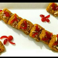 A picture of Besan mango barfi.