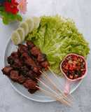 Sate daging sapi teflon sambal kecap