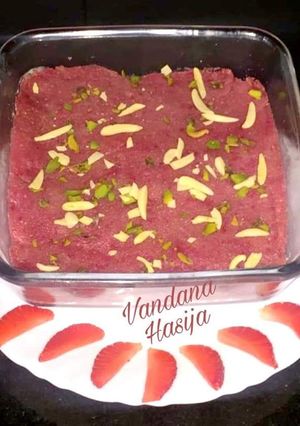 A picture of Strawberry Barfi...It's my Innovatie sweet and tangy barfi.