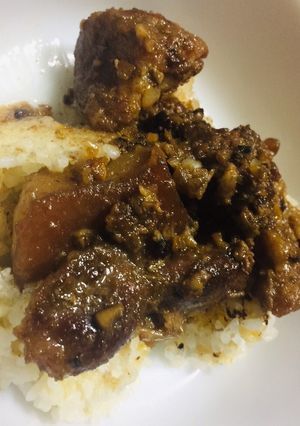A picture of Thrice-Cooked Adobo (Pork or Chicken).