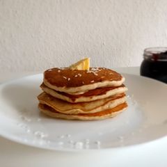 A picture of Banana pancake (no milk/ no egg) with sourdough starter discard.