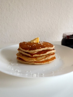 A picture of Banana pancake (no milk/ no egg) with sourdough starter discard.