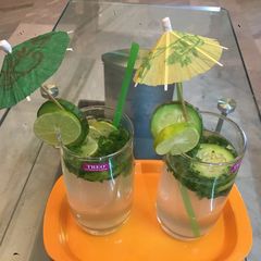 A picture of Mojito - Mocktail with Lemon Cucumber and Mint.