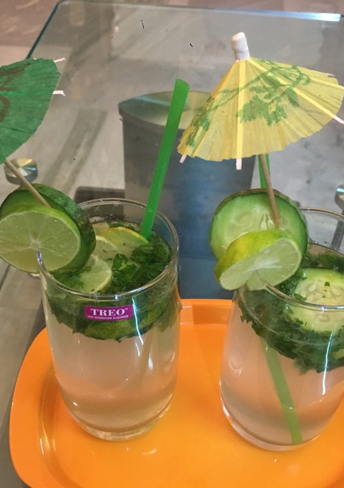 A picture of Mojito - Mocktail with Lemon Cucumber and Mint.