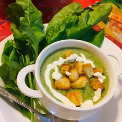 A picture of Kitchen garden Spinach 🍜 soup.