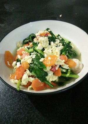 Foto resep Tumis sawi telur basah