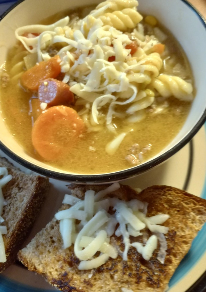 A picture of Bread and Soup in Memory of my Mother.