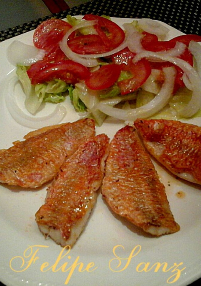 Una foto de Lomos de salmonetes a la plancha