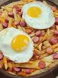 🍕Pizza cochina 🍕😅Pizza con papas fritas, salchichas, cheddar y huevo frito