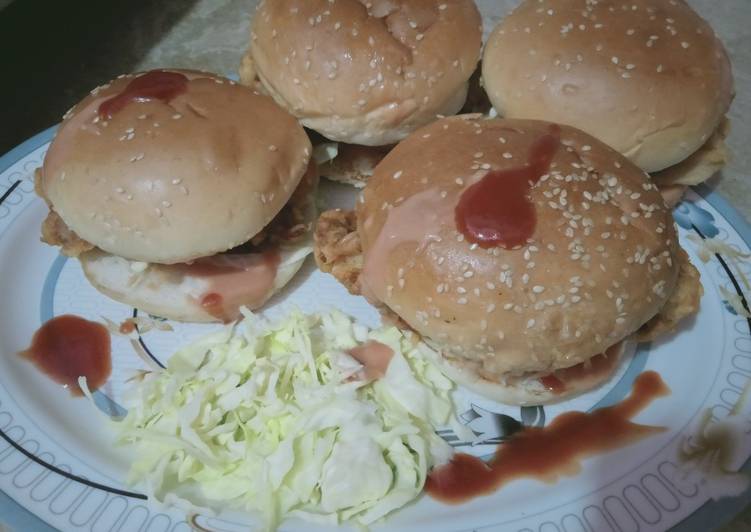 Recipe of Super Quick Homemade Zinger burger 🍔 ymmm very ymmi