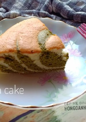 Hình của món Zebra ogura cake phiên bản matcha.