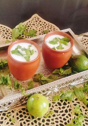 A picture of Gondhoraj Lebu Ghol(Kafir LimeButtermilk) 🍋 (Bengali style 🍋).