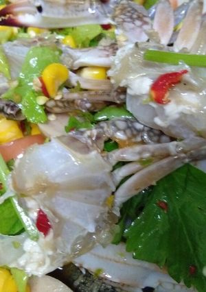 รูปของ ตำข้าวโพดหมูยอปูม้า ไม่ใช้ครกจ้า