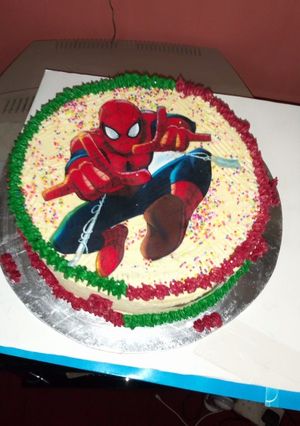 A picture of Plain sponge cake and decoration.