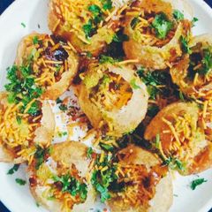 Dahi sev puri A picture of Dahi sev puri.