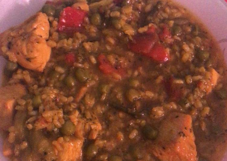 Arroz caldoso con pollo y verdura