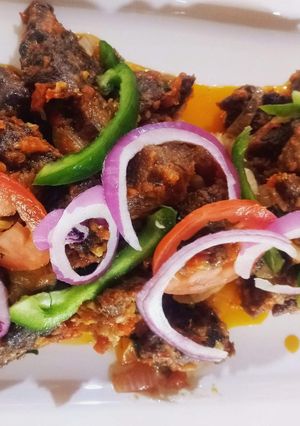 A picture of Fried Peppered meat.