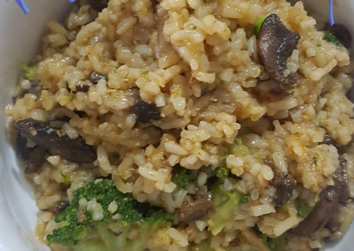 High vitamin d mushroom, rice and broccoli