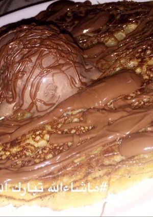 صورة لوصفة بان كيك بالايس كريم والنوتيلا😋
