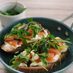 A picture of Salmon bruschetta with lime mousse💚.