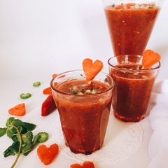 A picture of Watermelon Gazpacho#Seasonal Ingredients.