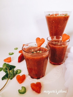 A picture of Watermelon Gazpacho#Seasonal Ingredients.