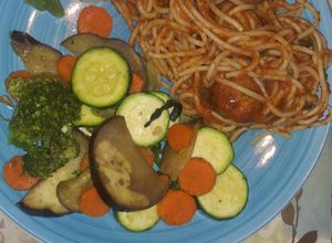 Una foto de Chicken meatball Spaghetti