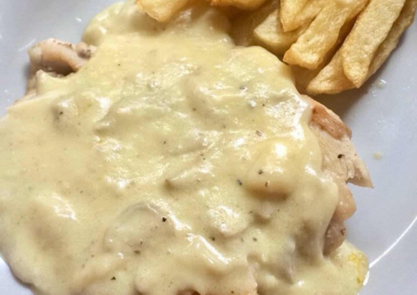 Chicken steak with mushroom sauce