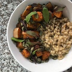 A picture of Roast Butternut with Barley Risotto.
