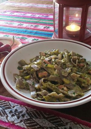 Foto di Pizzoccheri verdi e gialli