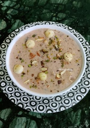 A picture of Wheat Germ, Black rice, Foxnut Kheer/Pudding.