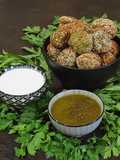 Egyptian Ta'ameya (Fava Bean Falafel) with Yogurt Sauce and Mint Pesto