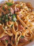 Japanese style Chicken Katsuobushi Fettuccine Spaghetti