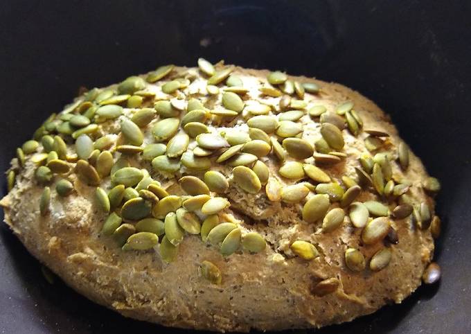 Gluten-Free, No-Knead Buckwheat Chia Bread (w/ pumpkin seeds)