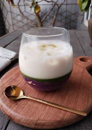 Foto resep Goguma latte Ubi ungu creamy matcha