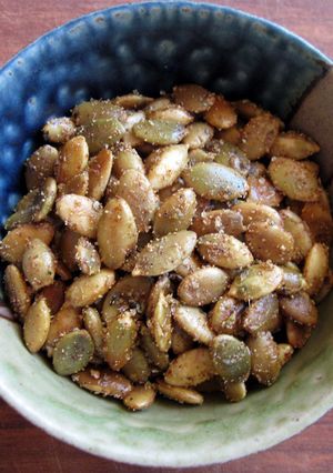 A picture of Spicy Fried Pepitas (Pumpkin Seeds).