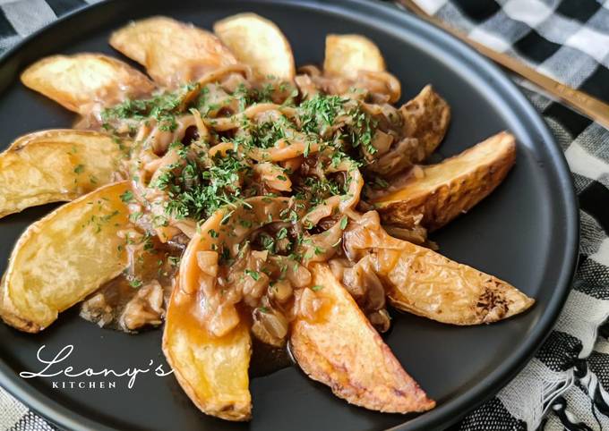 Resep Potato Wedges Mushroom Sauce, Bikin Ngiler