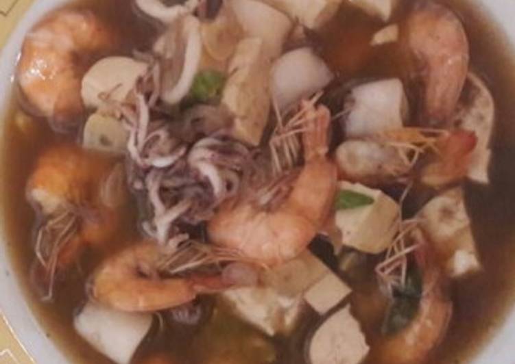 Cara Gampang Menyiapkan Seafood campur tahu asam manis, Bikin Ngiler