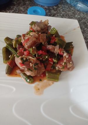A picture of Okra with meat stew#festive contest@nairobi west.