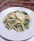 Pasta Penne Alfredo con Espinaca!