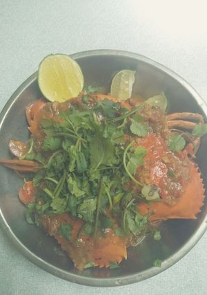 Hình của món Cua xốt chua cay.