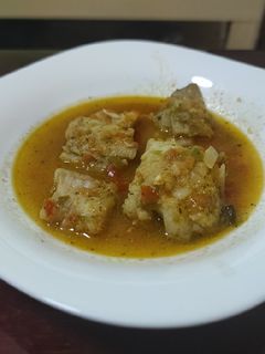 Una foto de Bacalao en salsa de la huerta