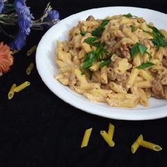 A picture of Chicken bbq creamy pasta.