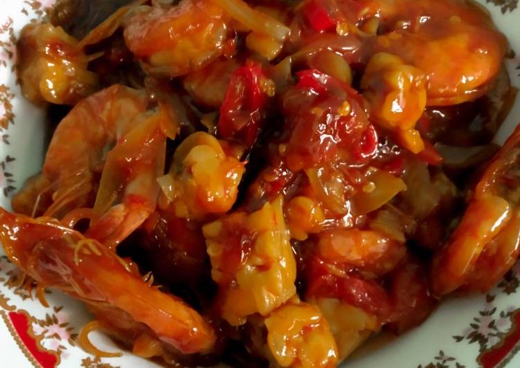 Udang saos pedas simple