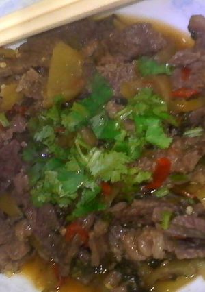 Foto resep Tumis daging sapi with chinese mustard tuber (cha choi)
